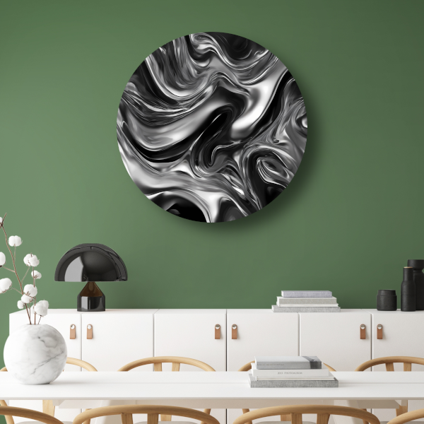 Monochroom Abstract Ontwerp in Zwart en Wit forex muurcirkel
