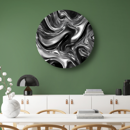Monochroom Abstract Ontwerp in Zwart en Wit forex muurcirkel