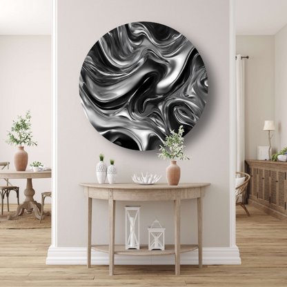 Monochroom Abstract Ontwerp in Zwart en Wit forex muurcirkel