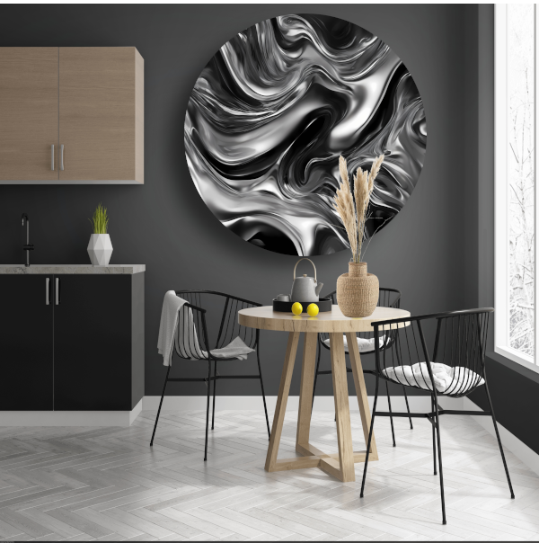 Monochroom Abstract Ontwerp in Zwart en Wit forex muurcirkel