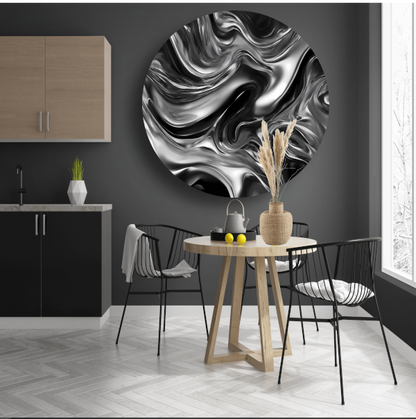 Monochroom Abstract Ontwerp in Zwart en Wit forex muurcirkel