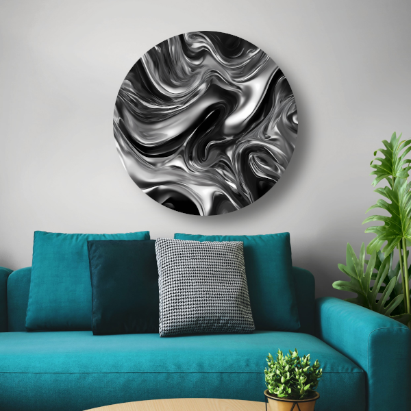 Monochroom Abstract Ontwerp in Zwart en Wit forex muurcirkel