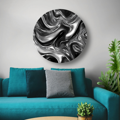 Monochroom Abstract Ontwerp in Zwart en Wit forex muurcirkel