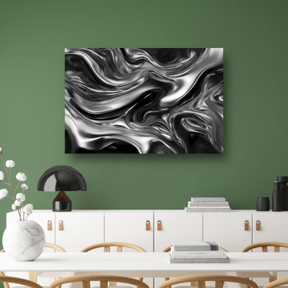 Monochroom Abstract Ontwerp in Zwart en Wit canvas met baklijst