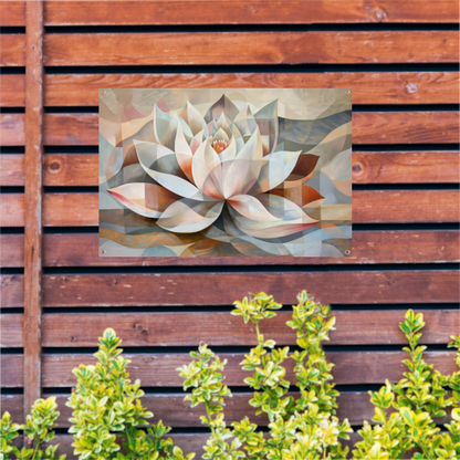 Gestileerde Kubistische Lotus in Warme Tinten tuinposter