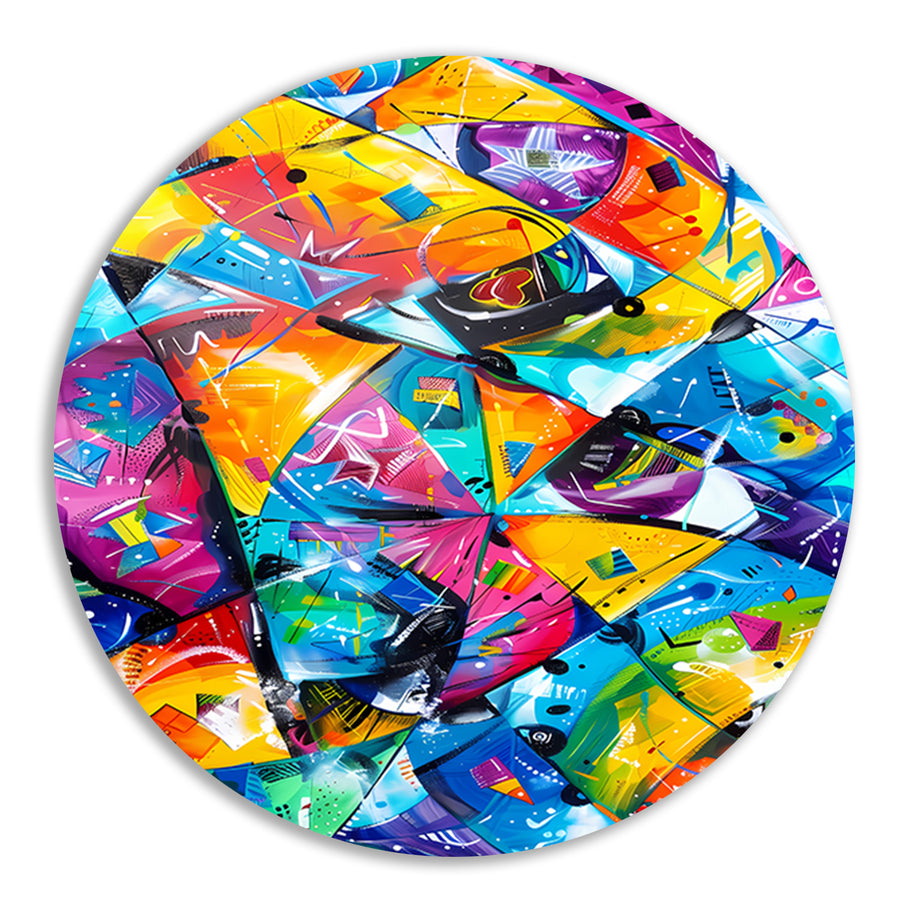 Abstract Kleuren Explosie aluminium muurcirkel