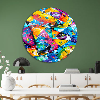 Abstract Kleuren Explosie aluminium muurcirkel