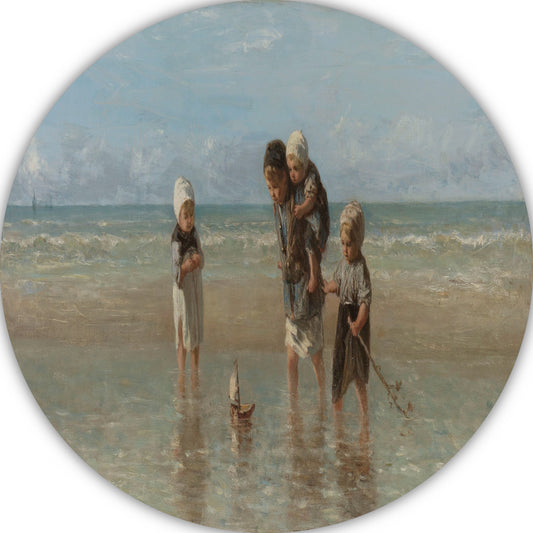 Kinderen der Zee - Jozef Israëls aluminium muurcirkel