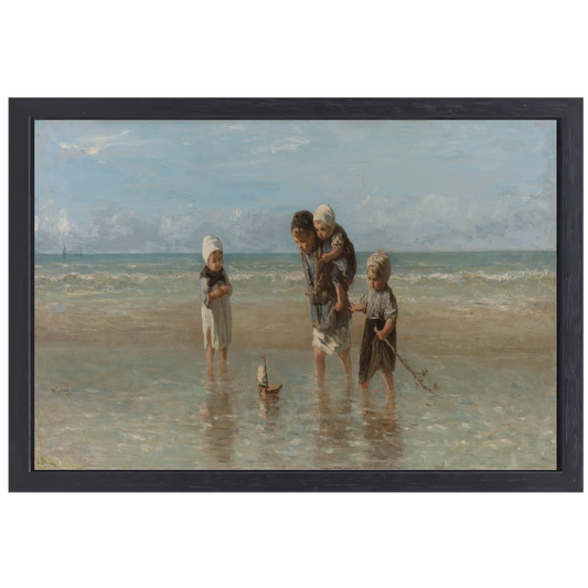 Kinderen der Zee - Jozef Israëls canvas met baklijst