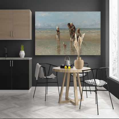 Kinderen der Zee - Jozef Israëls canvas met baklijst