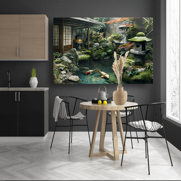 Serene Japanse tuin met koi vissen   poster