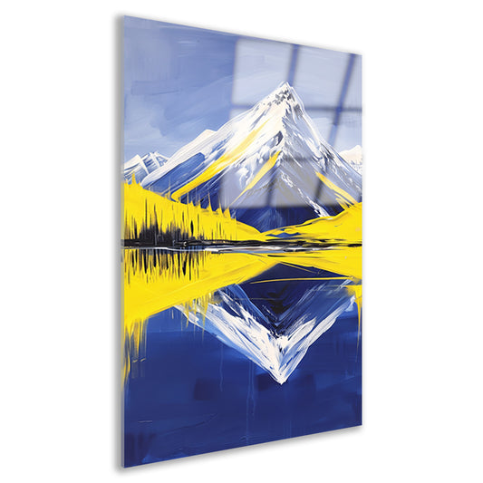 Surrealistisch berglandschap met reflectie in water acrylglas