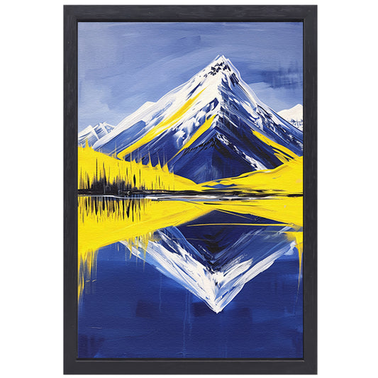Surrealistisch berglandschap met reflectie in water canvas met baklijst