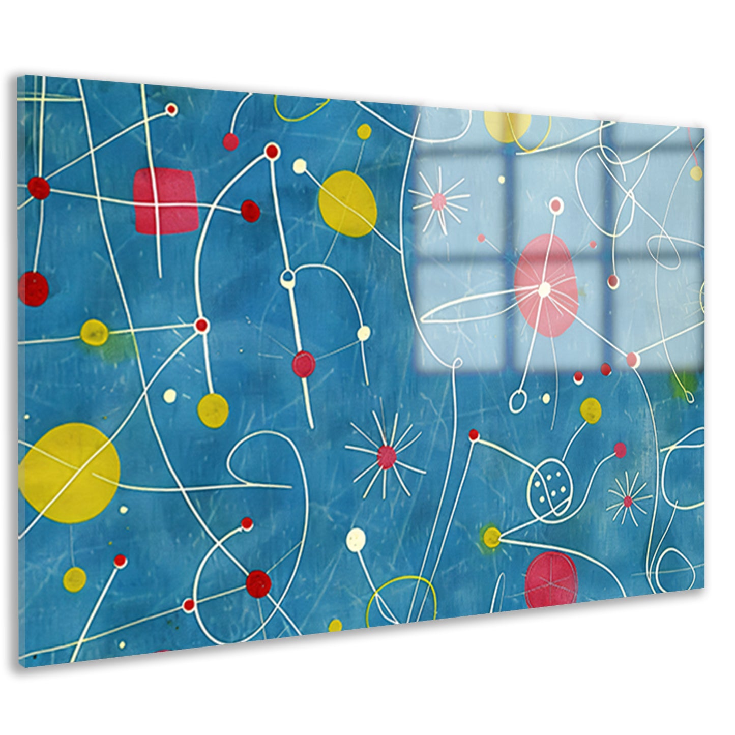 Abstracte kleurencompositie met speelse lijnen   acrylglas