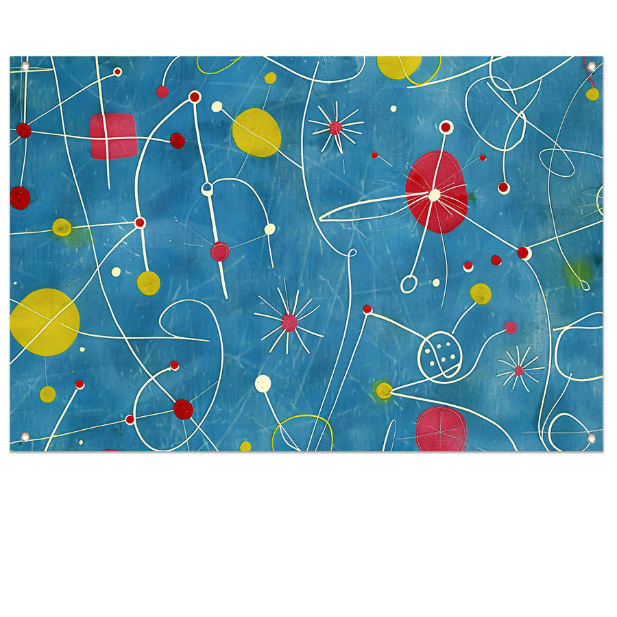 Abstracte kleurencompositie met speelse lijnen   tuinposter
