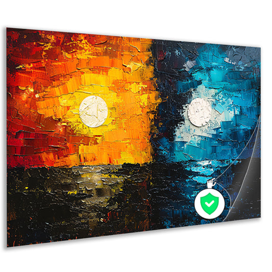Abstract Contrast in Oranje en Blauw poster