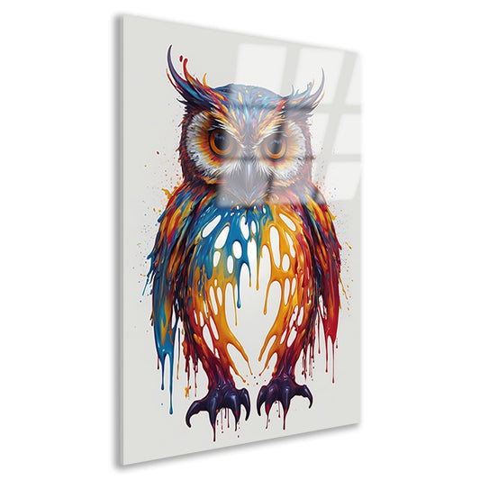 Levendige Kleurrijke Abstracte Uil Kunstwerk acrylglas