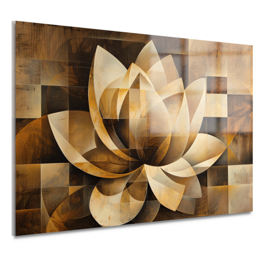 Abstracte Sepia Lotus Kunstwerk acrylglas