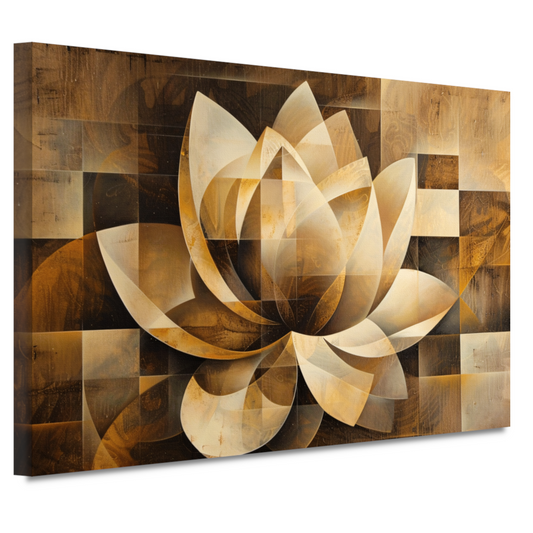 Abstracte Sepia Lotus Kunstwerk canvas
