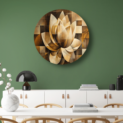 Abstracte Sepia Lotus Kunstwerk forex muurcirkel