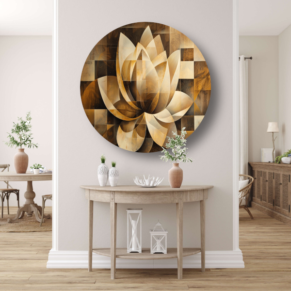 Abstracte Sepia Lotus Kunstwerk forex muurcirkel
