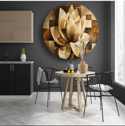 Abstracte Sepia Lotus Kunstwerk forex muurcirkel