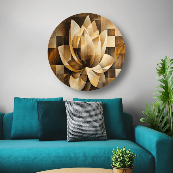 Abstracte Sepia Lotus Kunstwerk forex muurcirkel
