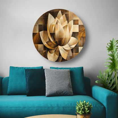 Abstracte Sepia Lotus Kunstwerk forex muurcirkel