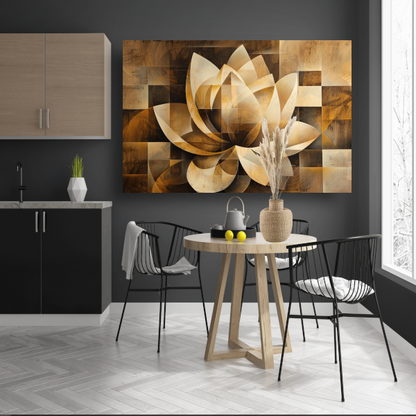 Abstracte Sepia Lotus Kunstwerk canvas