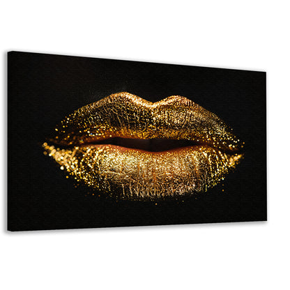 Dramatische Gouden Glitter Lippen Close-up canvas