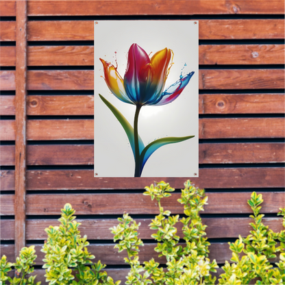 Kleurrijke Tulp in Vloeibare Beweging tuinposter