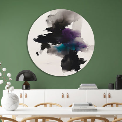 Abstracte bloem in donkere kleuren aluminium muurcirkel