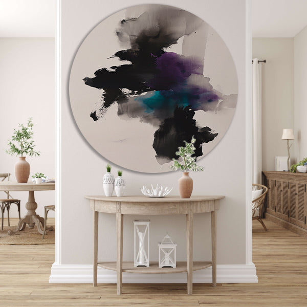 Abstracte bloem in donkere kleuren aluminium muurcirkel