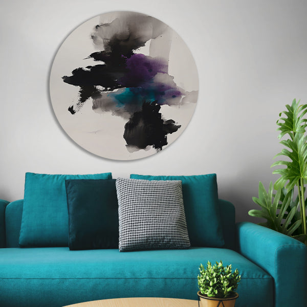 Abstracte bloem in donkere kleuren aluminium muurcirkel