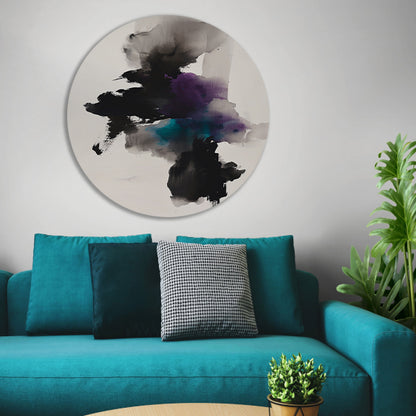 Abstracte bloem in donkere kleuren aluminium muurcirkel