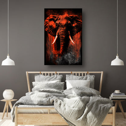 Minimalistische lijnencompositie in rood, blauw en geel canvas met baklijst