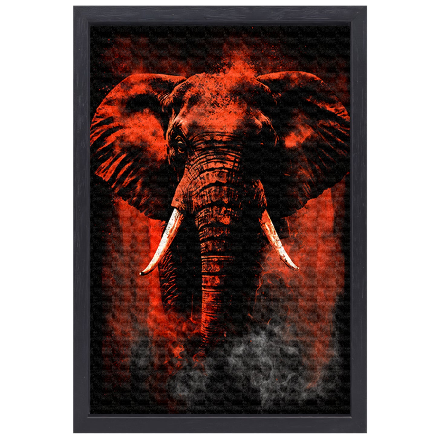 Minimalistische lijnencompositie in rood, blauw en geel canvas met baklijst