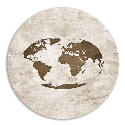 Abstract wereldkaart in sepia tinten aluminium muurcirkel