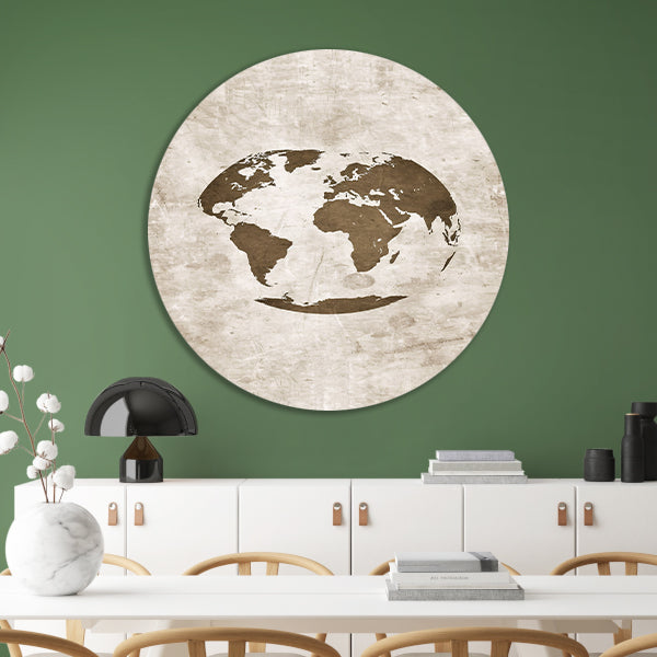 Abstract wereldkaart in sepia tinten forex muurcirkel