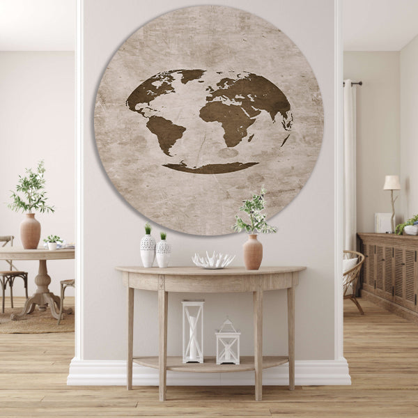 Abstract wereldkaart in sepia tinten forex muurcirkel