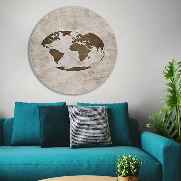 Abstract wereldkaart in sepia tinten forex muurcirkel