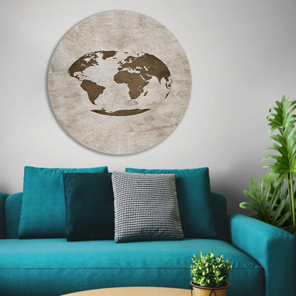 Abstract wereldkaart in sepia tinten forex muurcirkel