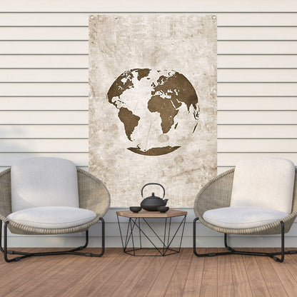 Abstract wereldkaart in sepia tinten tuinposter