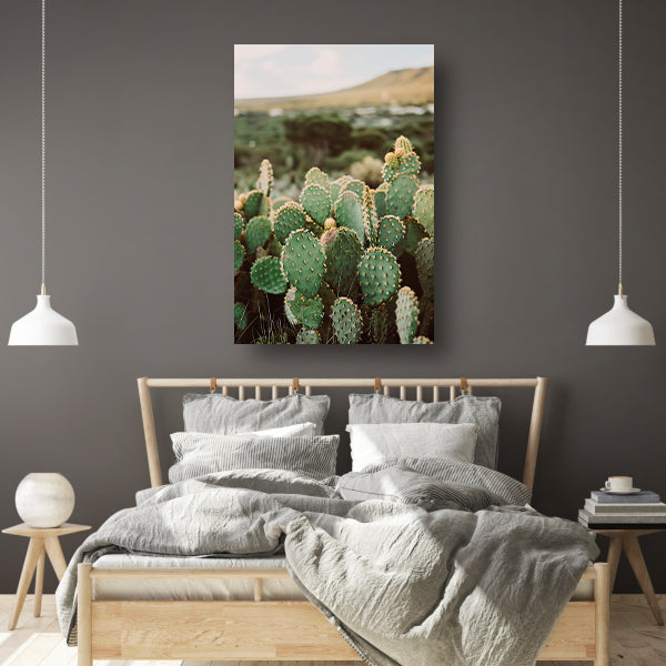 Levendige groene cactussen in weids landschap acrylglas