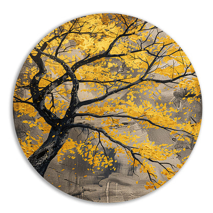 Boom met gouden bladeren in abstracte stijl forex muurcirkel