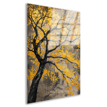 Boom met gouden bladeren in abstracte stijl acrylglas