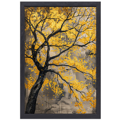 Boom met gouden bladeren in abstracte stijl canvas met baklijst
