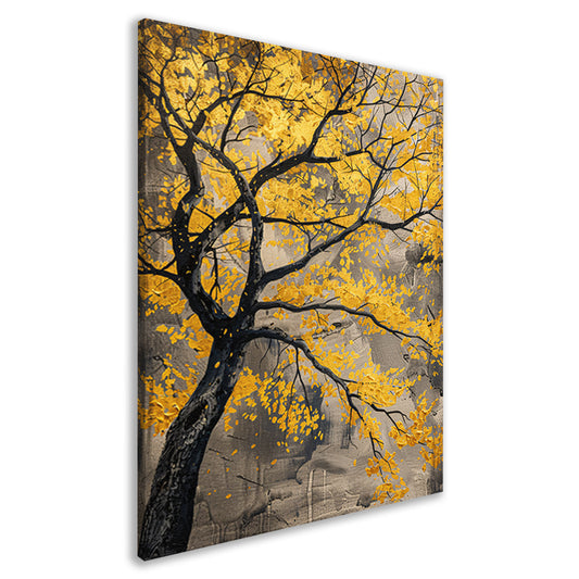 Boom met gouden bladeren in abstracte stijl canvas