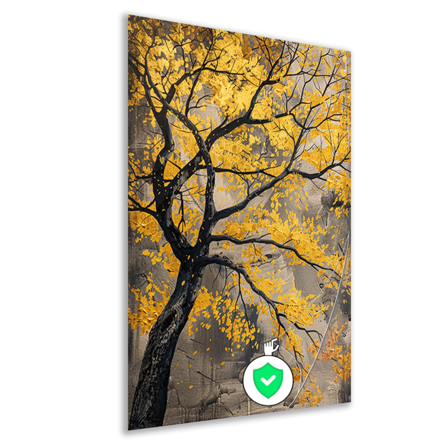 Boom met gouden bladeren in abstracte stijl poster