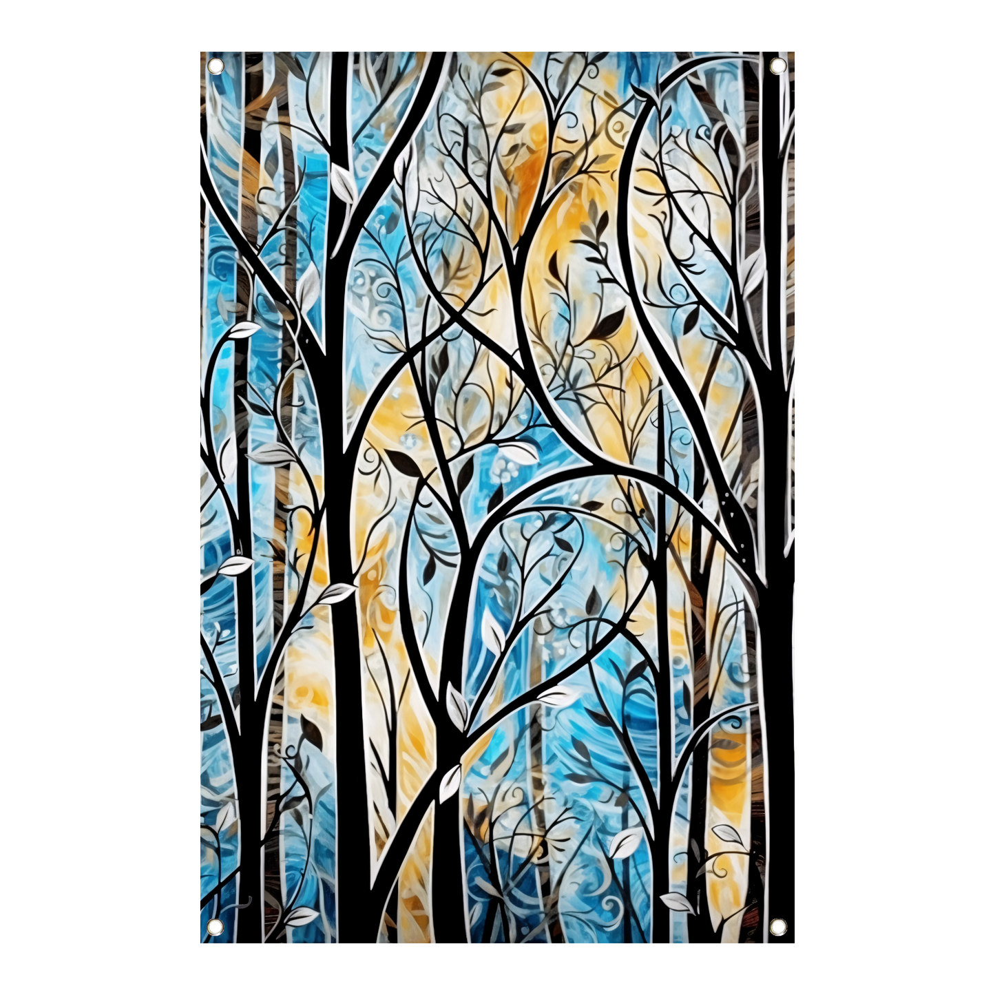 Kleurrijke Abstracte Natuur in Art Deco Stijl tuinposter